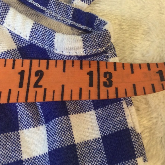 ZARA  🌼 Girls Blue & White Plaid checkered Top w/ Ruffle Layered Detail size 8 - Picture 3 of 7
